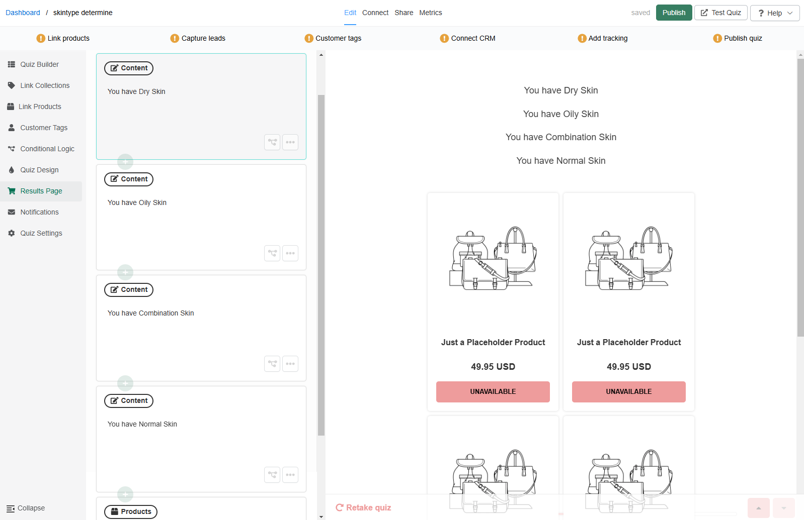 how to show results explenation personalityquiz1